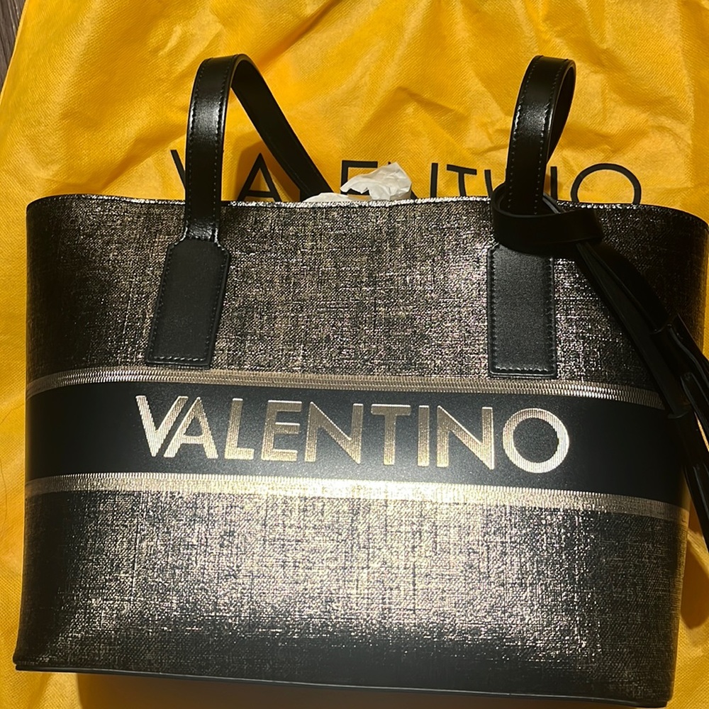 Valentino gold and black tote